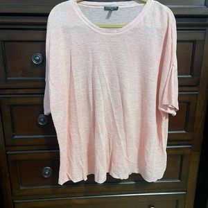 Eileen Fisher Woman Size 2x Peach Linen Melange Round Neck Tunic Top